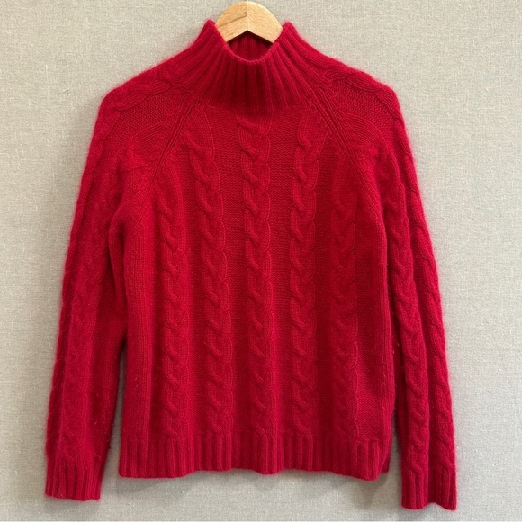 White Stag Sweaters - White Stag Angora Wool Blend Chunky Cable Knit Sweater Cherry Red Ladies Large